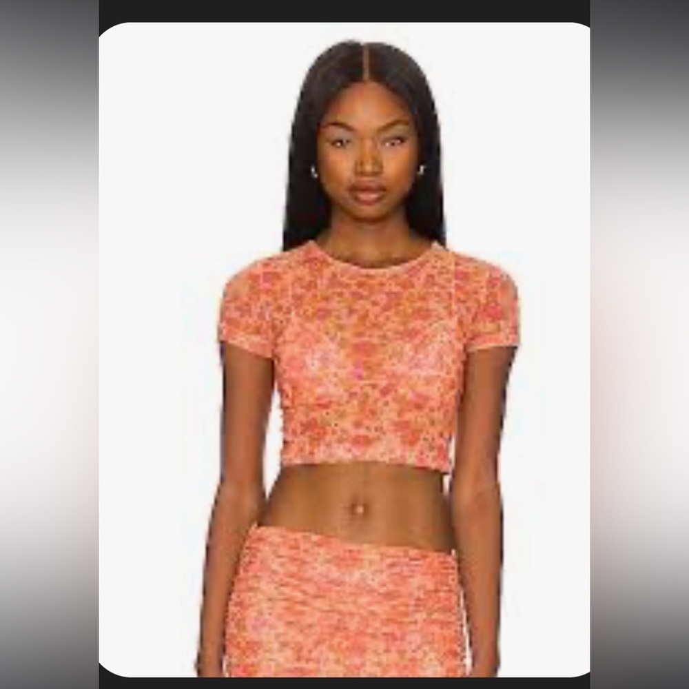 SET Revolve Lovers and friends sheer crop top mini skirt set revolve
